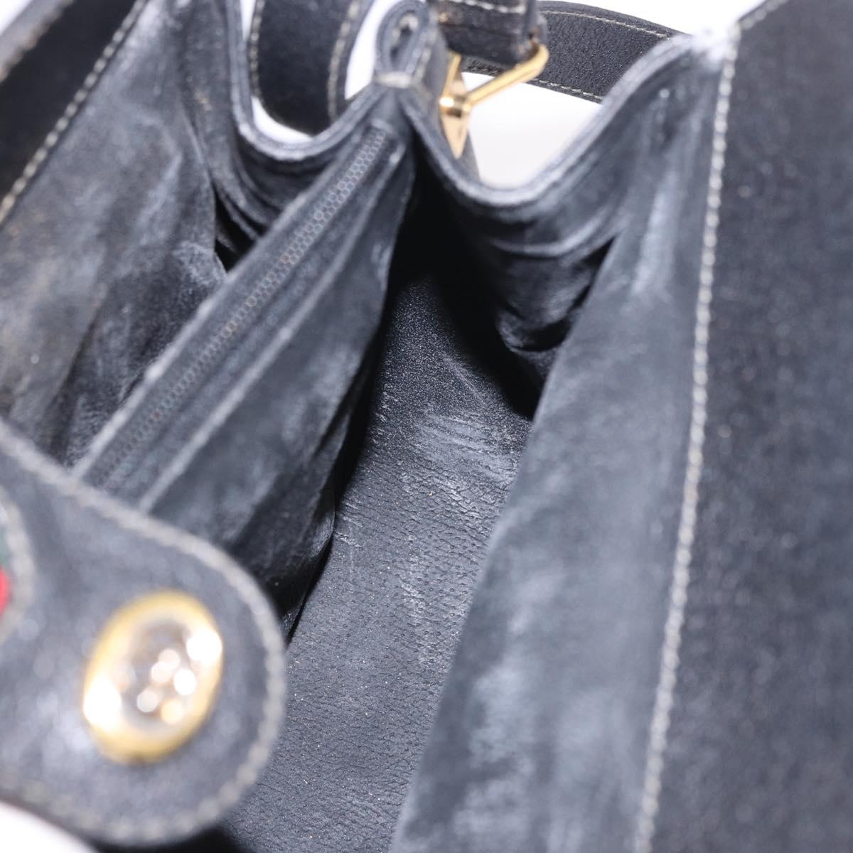 GUCCI GG Supreme Web Sherry Line Bag PVC Black Red 116 02 076 Auth 184484