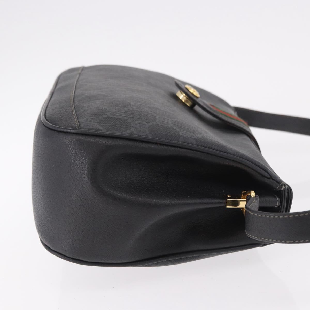 GUCCI GG Supreme Web Sherry Line Bag PVC Black Red 116 02 076 Auth 184484