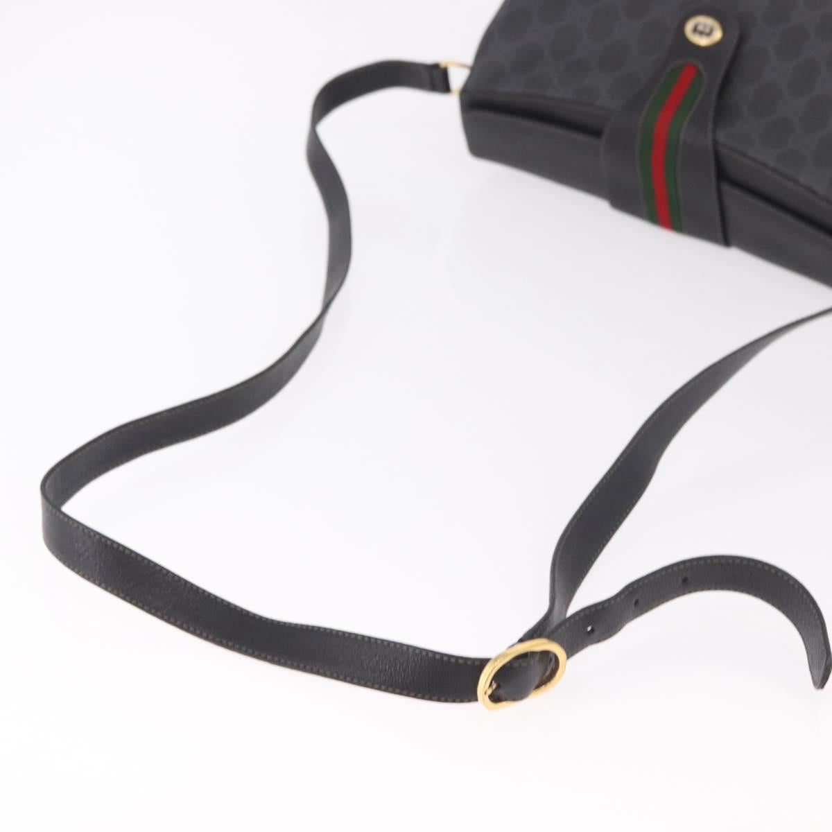 GUCCI GG Supreme Web Sherry Line Bag PVC Black Red 116 02 076 Auth 184484