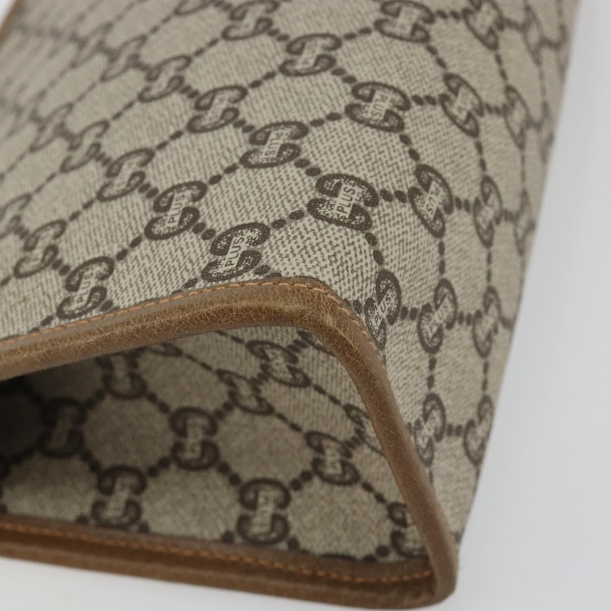 GUCCI GG Plus Supreme Clutch Bag PVC Beige Gold Auth 184487
