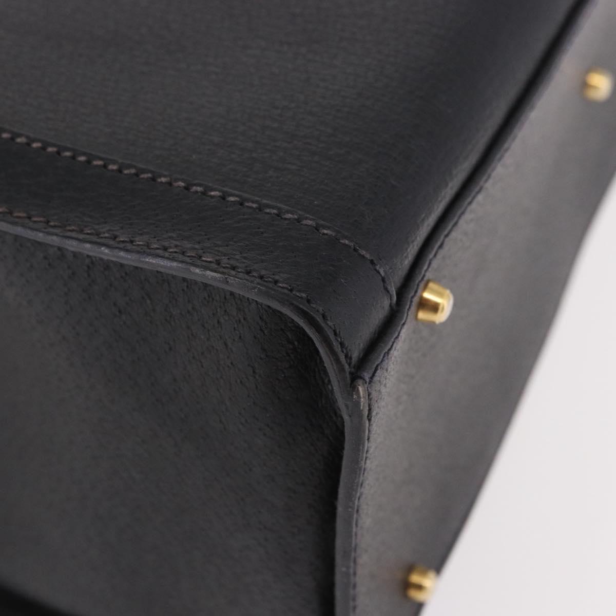 GUCCI Bamboo Hand Bag Leather Black Gold 002 1186 0260 Auth 184490
