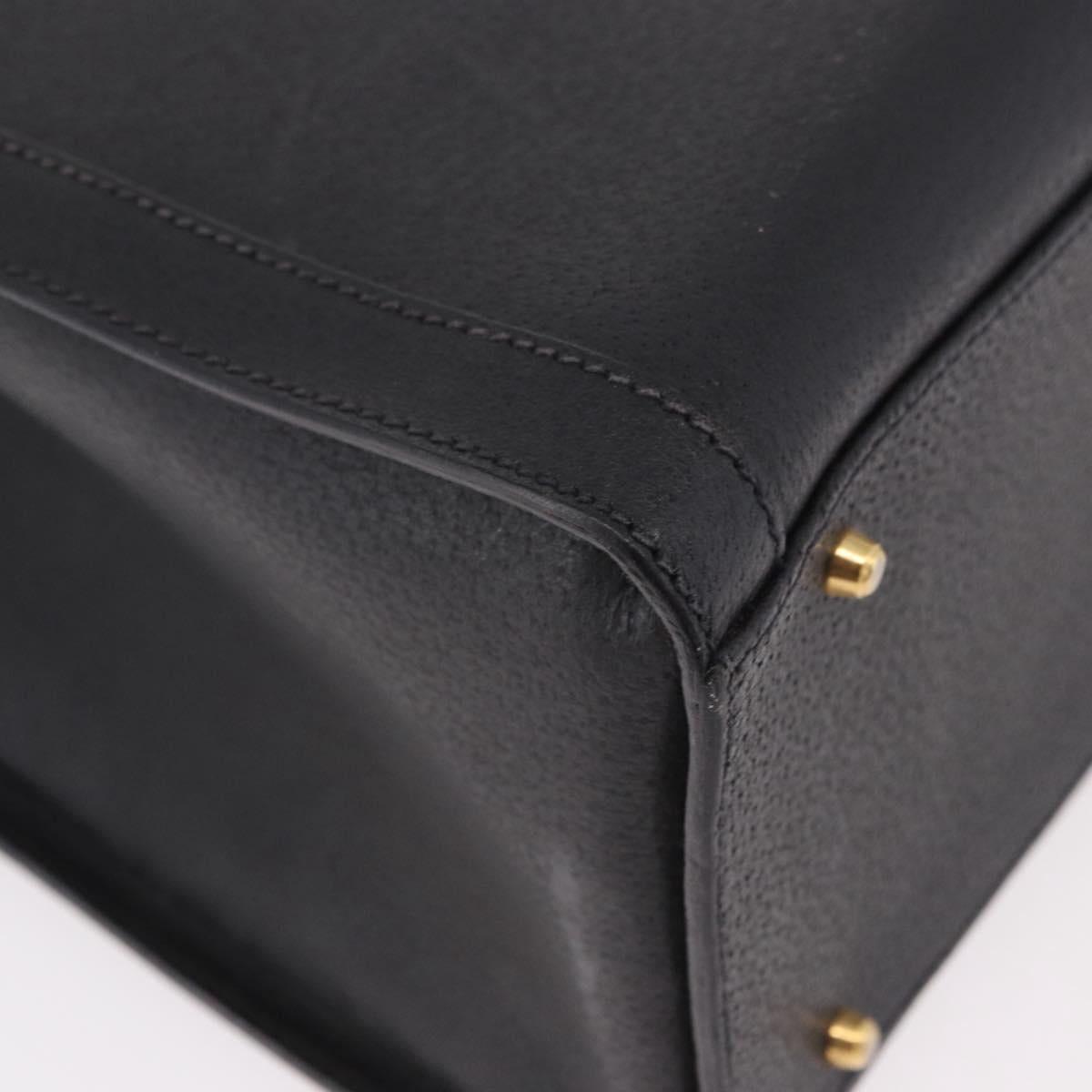 GUCCI Bamboo Hand Bag Leather Black Gold 002 1186 0260 Auth 184490