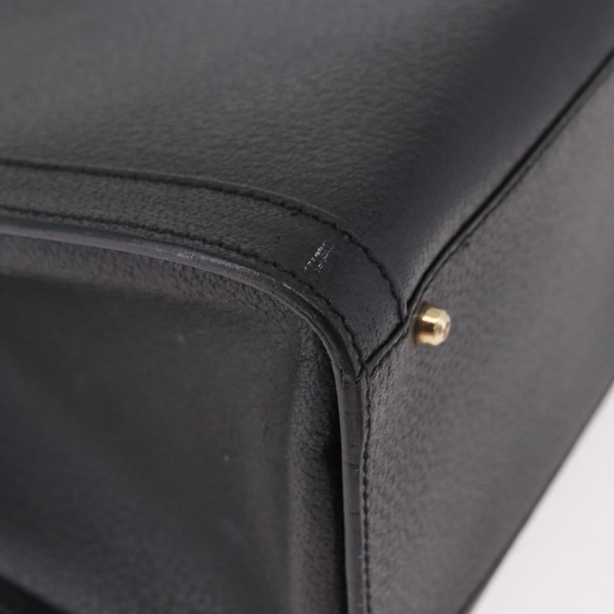 GUCCI Bamboo Hand Bag Leather Black Gold 002 1186 0260 Auth 184491