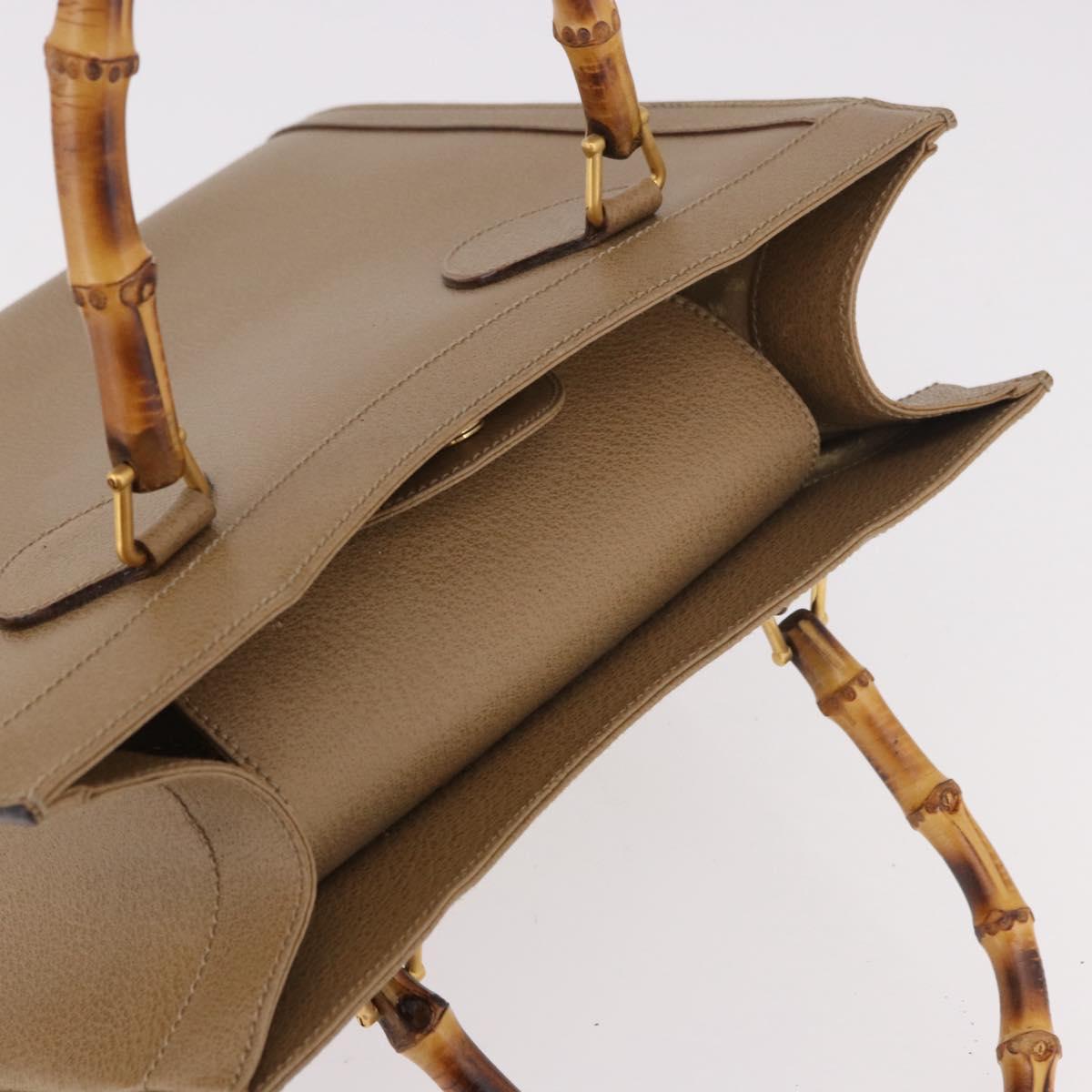 GUCCI Bamboo Hand Bag Leather Brown Gold 002 0260 2615 Auth 184492
