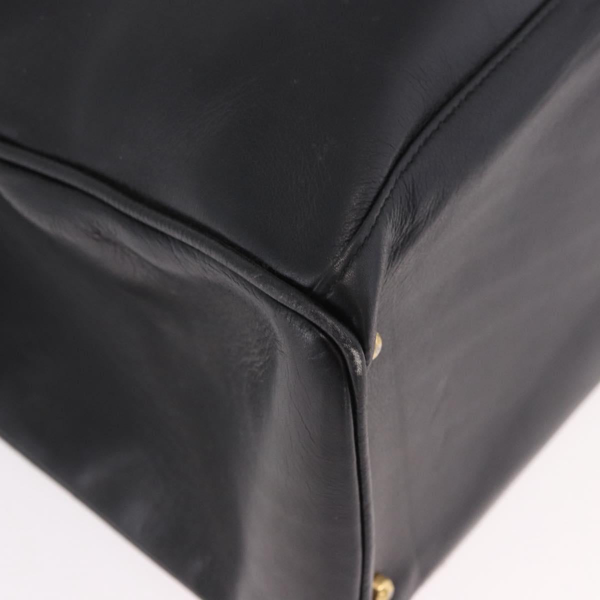 GUCCI Bamboo Hand Bag Leather 2way Black Gold 002 123 0322 Auth 184493