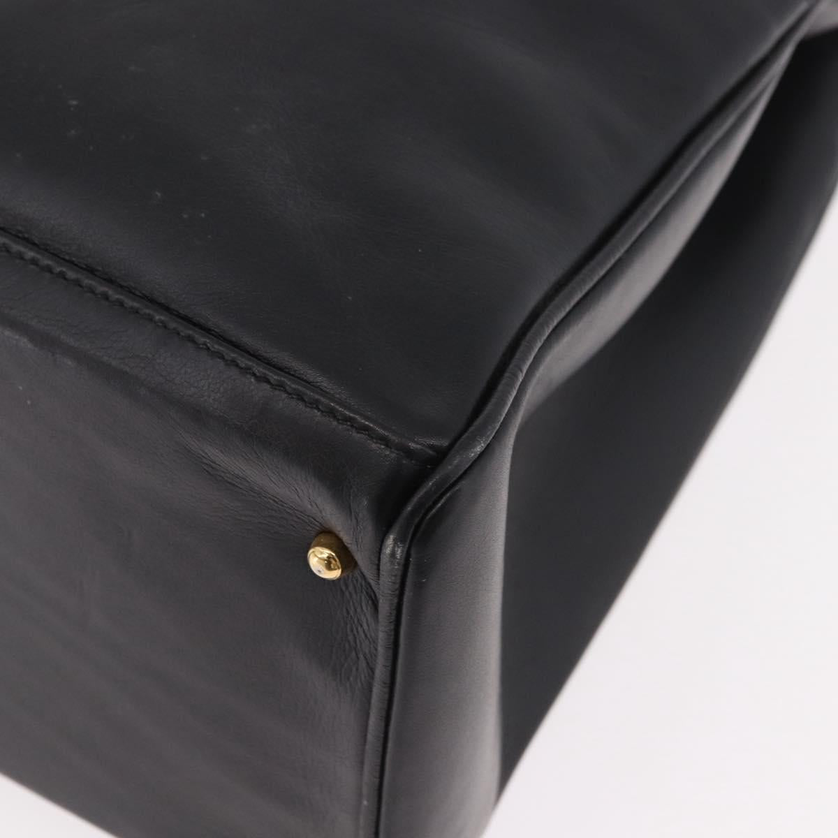 GUCCI Bamboo Hand Bag Leather 2way Black Gold 002 123 0322 Auth 184493