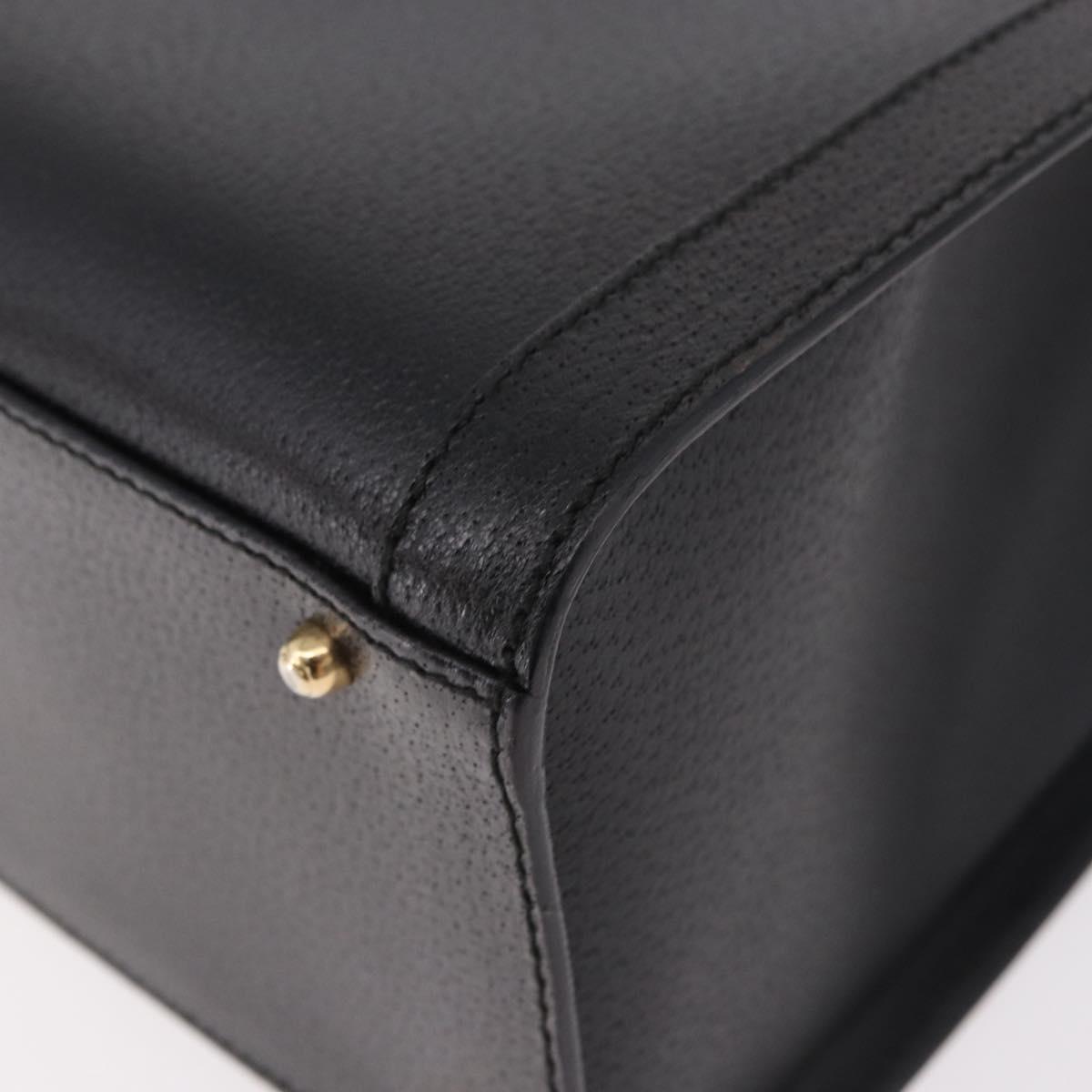 GUCCI Bamboo Hand Bag Leather Black Gold 002 123 0260 Auth 184494