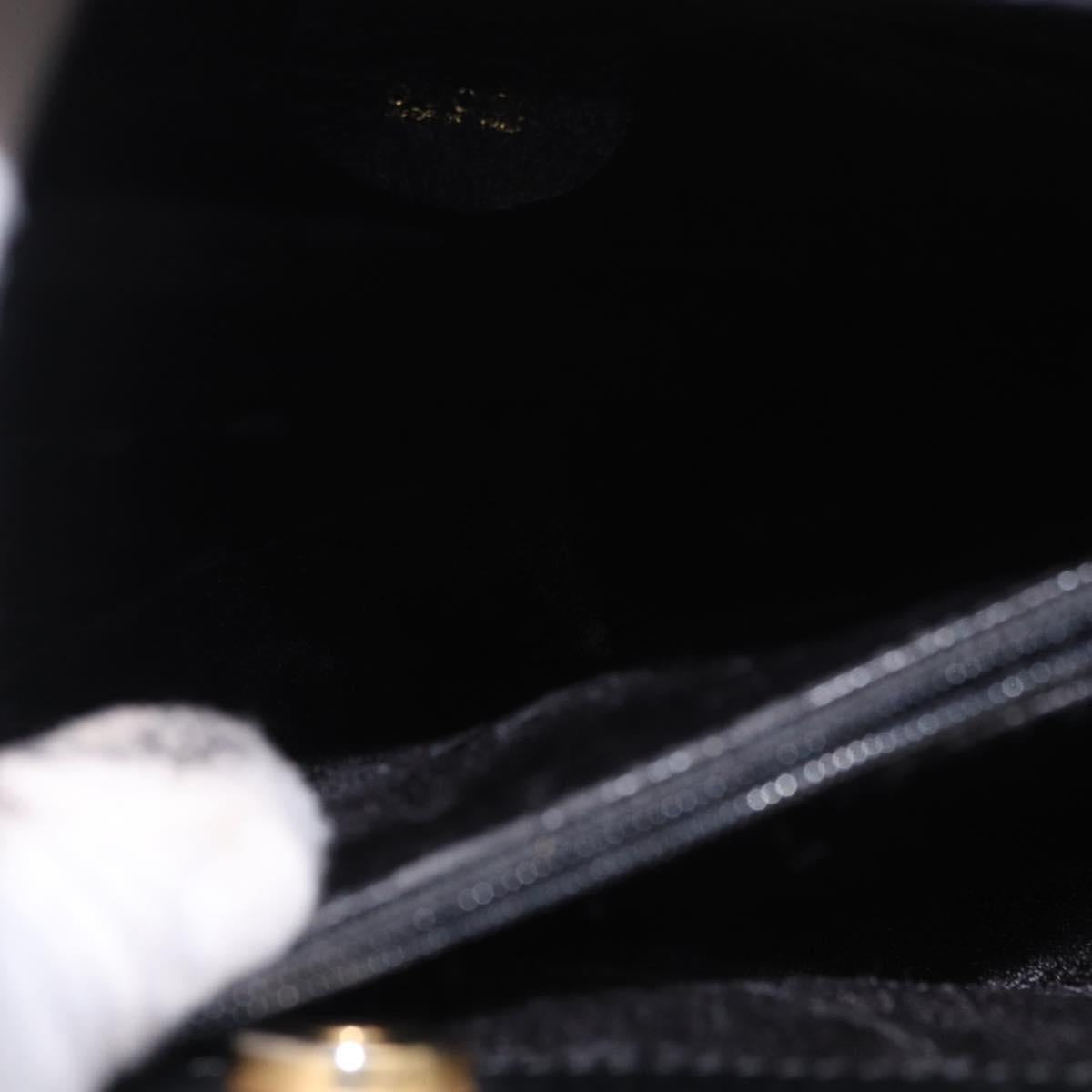 GUCCI Bamboo Hand Bag Leather Black Gold 002 123 0260 Auth 184494