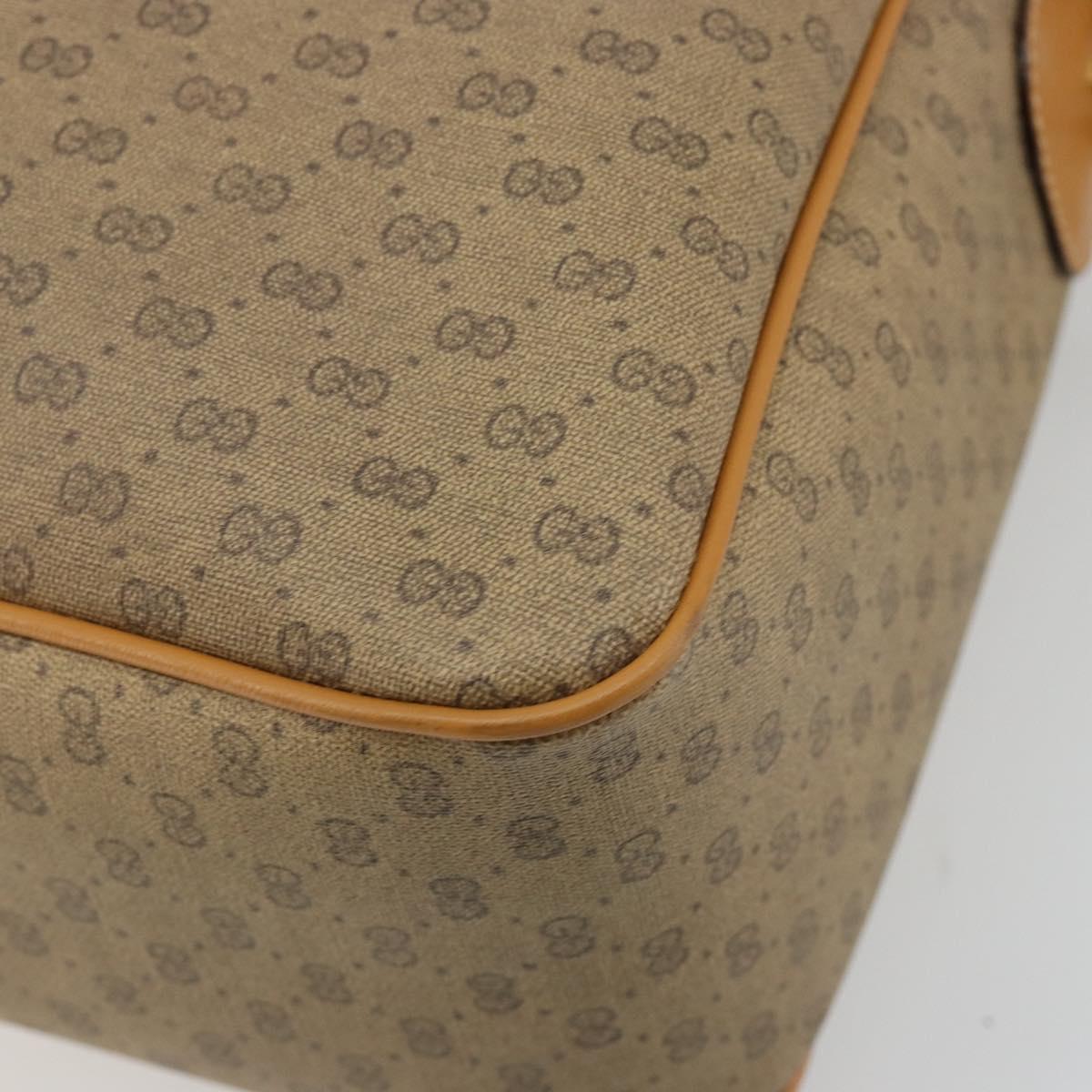 GUCCI Micro GG Supreme Hand Bag PVC 2way Beige Gold Auth 184496