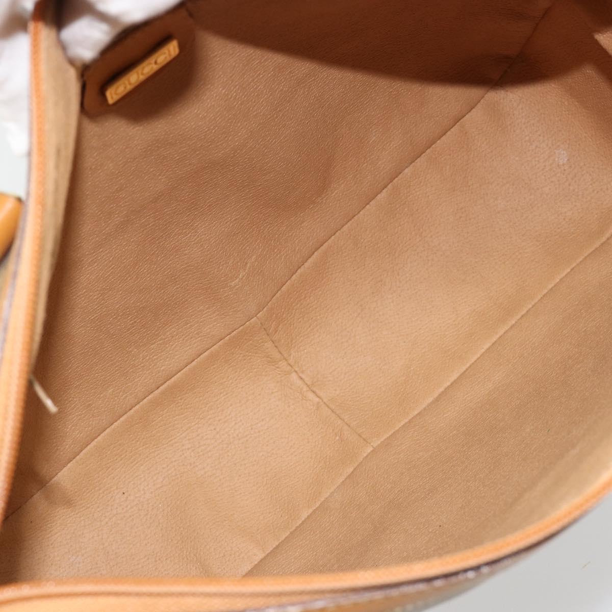 GUCCI Micro GG Supreme Hand Bag PVC 2way Beige Gold Auth 184496