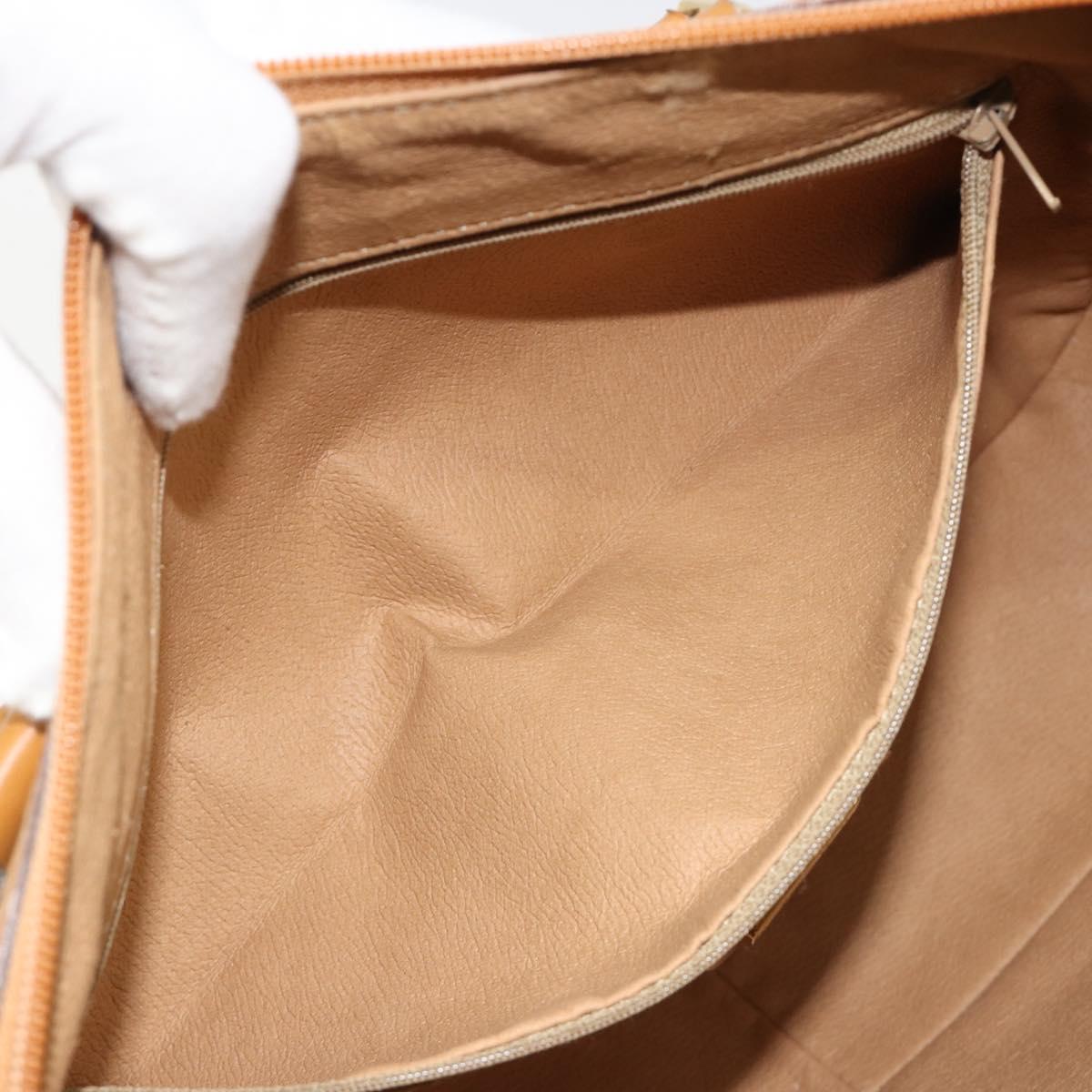 GUCCI Micro GG Supreme Hand Bag PVC 2way Beige Gold Auth 184496