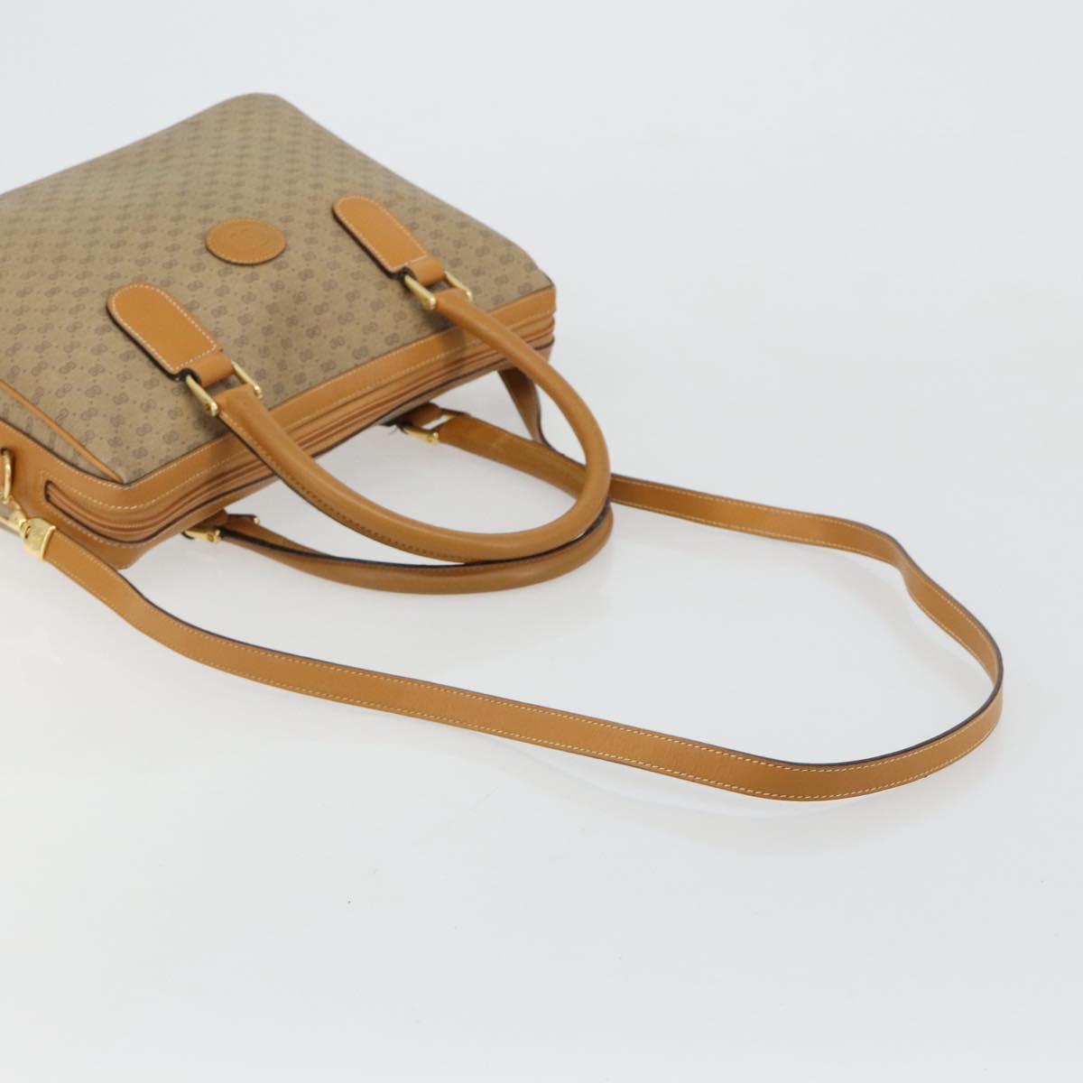 GUCCI Micro GG Supreme Hand Bag PVC 2way Beige Gold Auth 184496