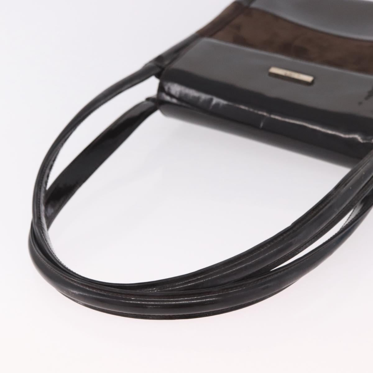 GUCCI Shoulder Bag Patent leather Brown Gold Auth 184498