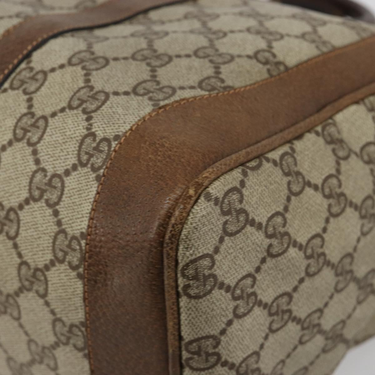 GUCCI GG Supreme Boston Bag PVC Beige Gold Auth 184499