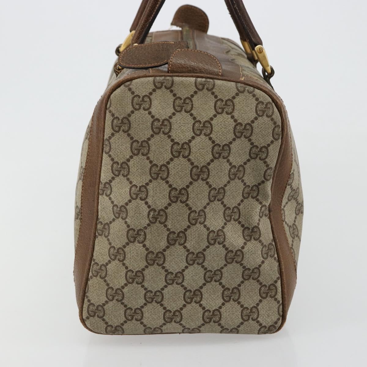 GUCCI GG Supreme Boston Bag PVC Beige Gold Auth 184499