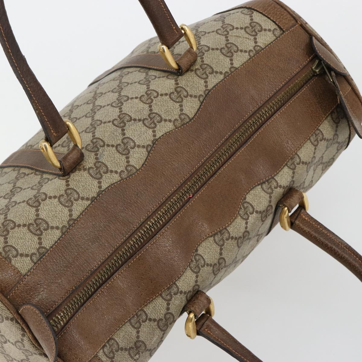 GUCCI GG Supreme Boston Bag PVC Beige Gold Auth 184499