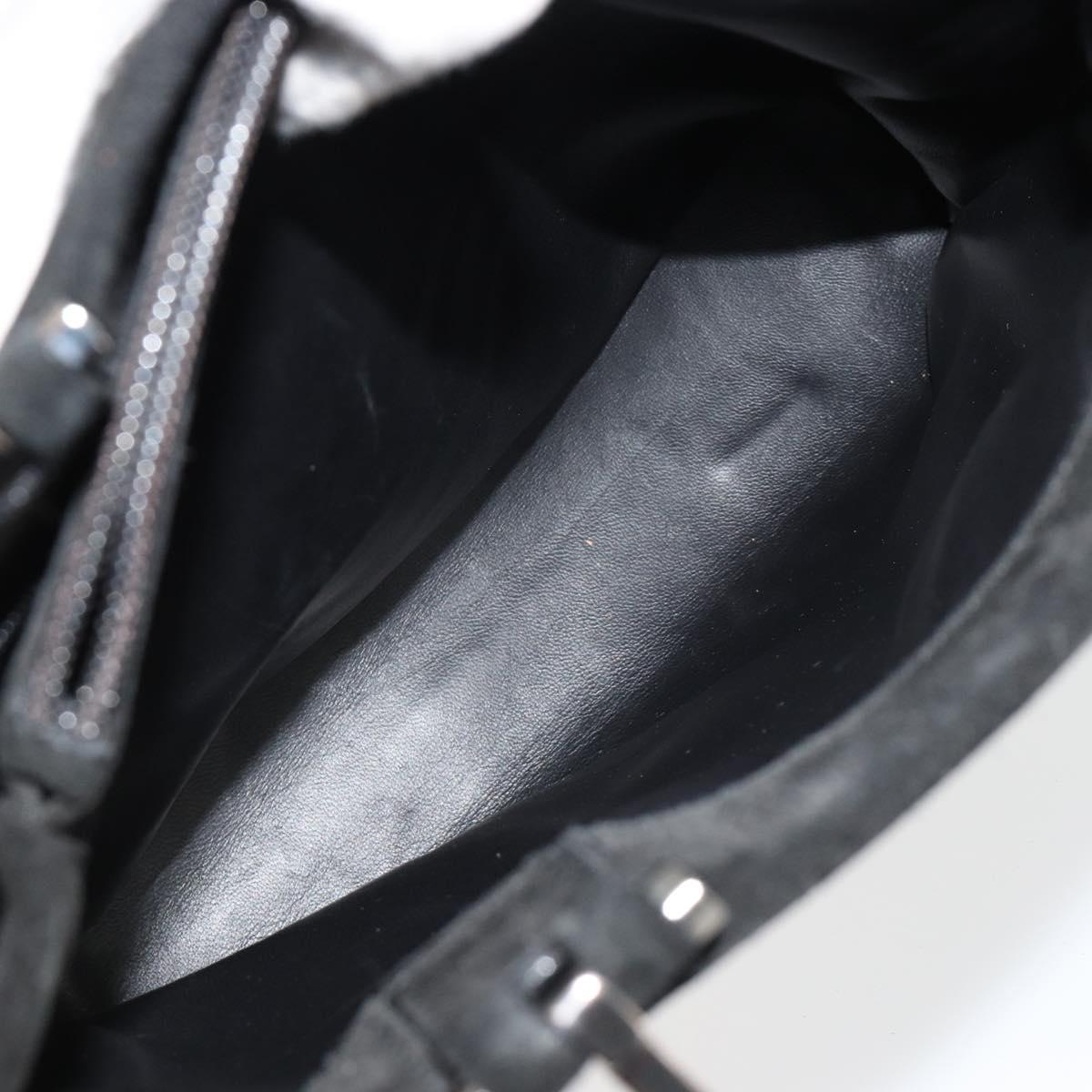 GUCCI Hand Bag Suede Black Silver 002 1025 Auth 184500