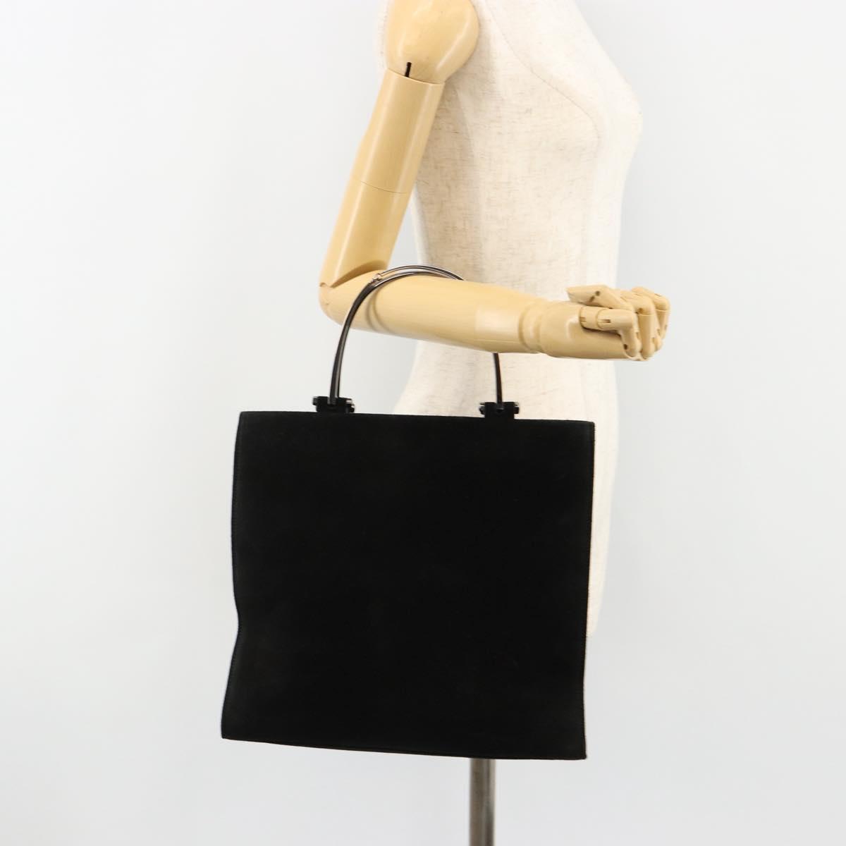GUCCI Hand Bag Suede Black Silver 002 1025 Auth 184500