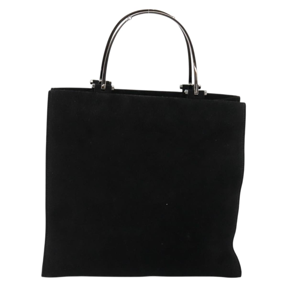 GUCCI Hand Bag Suede Black Silver 002 1025 Auth 184500
