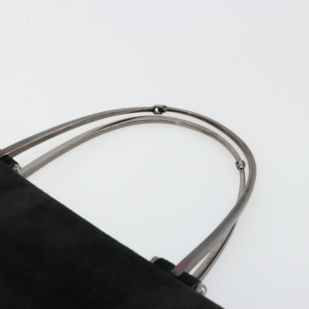 GUCCI Hand Bag Suede Black Silver 002 1025 Auth 184500
