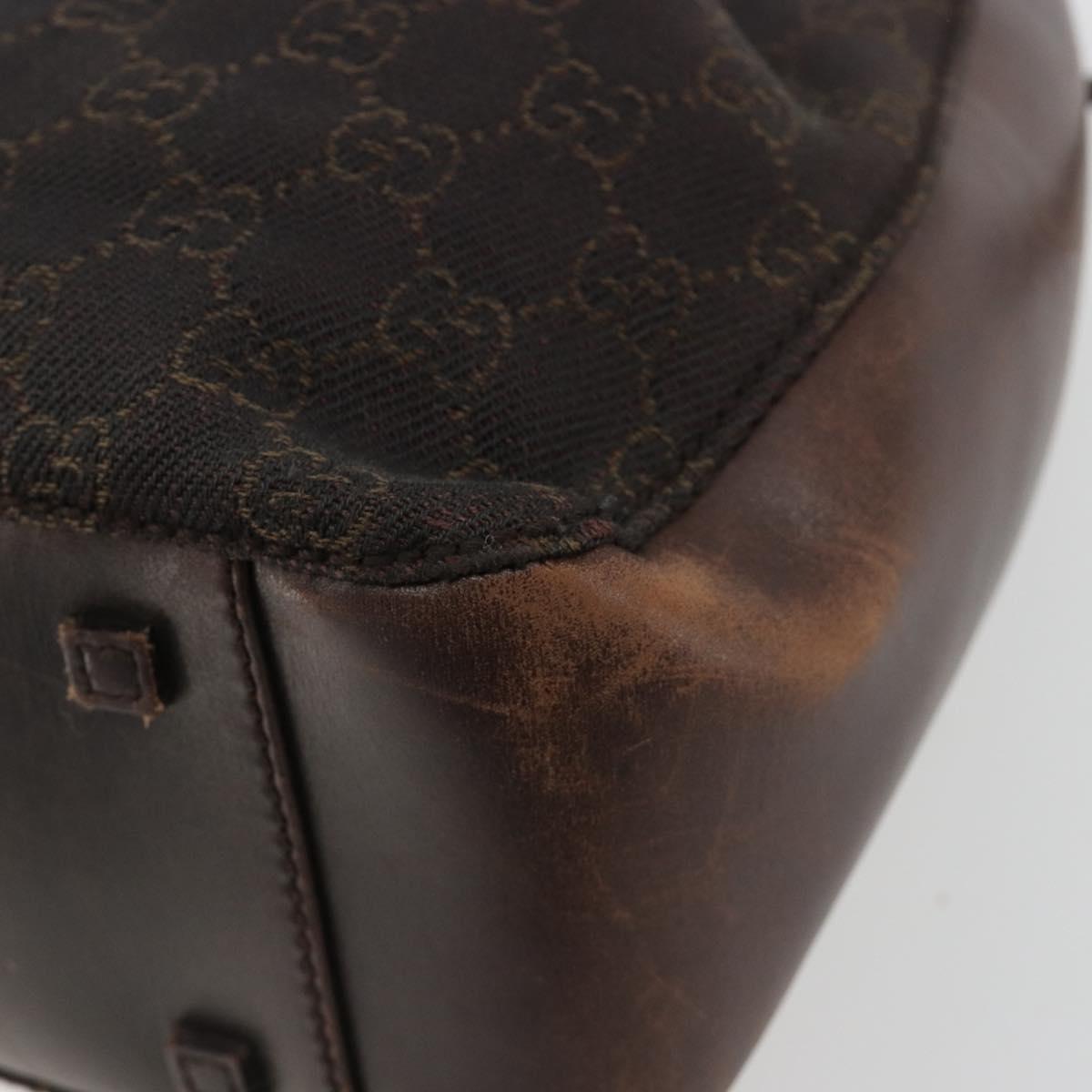GUCCI GG Canvas Tote Bag Brown Silver 101919 Auth 184501