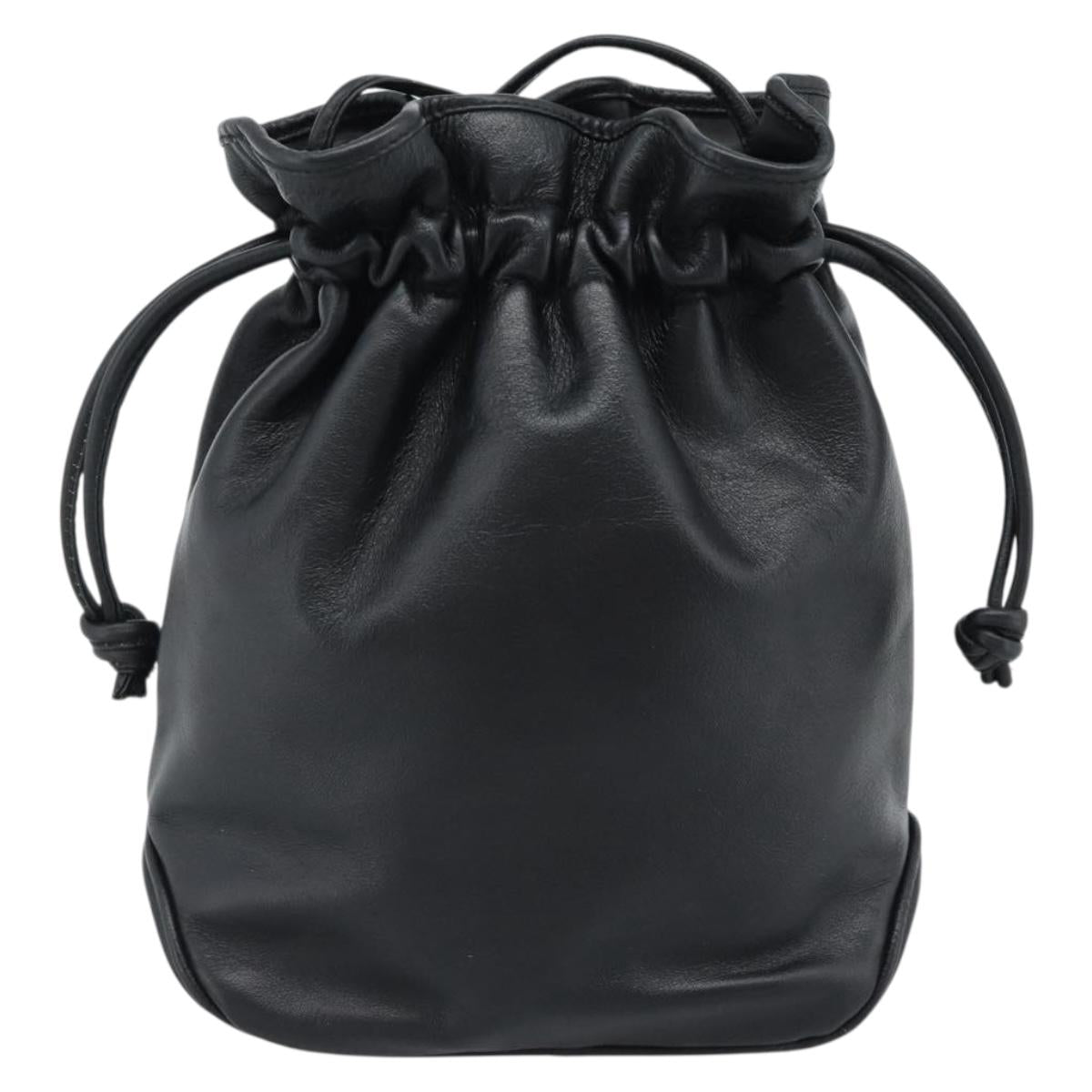 Christian Dior Shoulder Bag Leather Black Gold Auth 184503A
