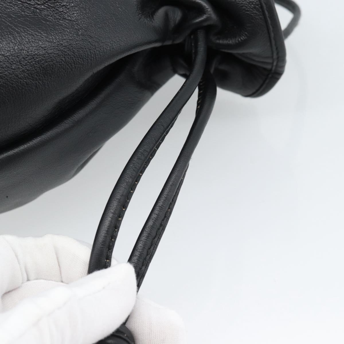 Christian Dior Shoulder Bag Leather Black Gold Auth 184503A
