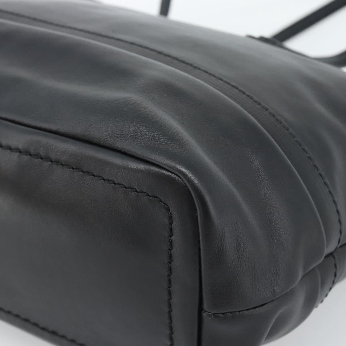 BALLY Hand Bag Leather Black Gold Auth 184506