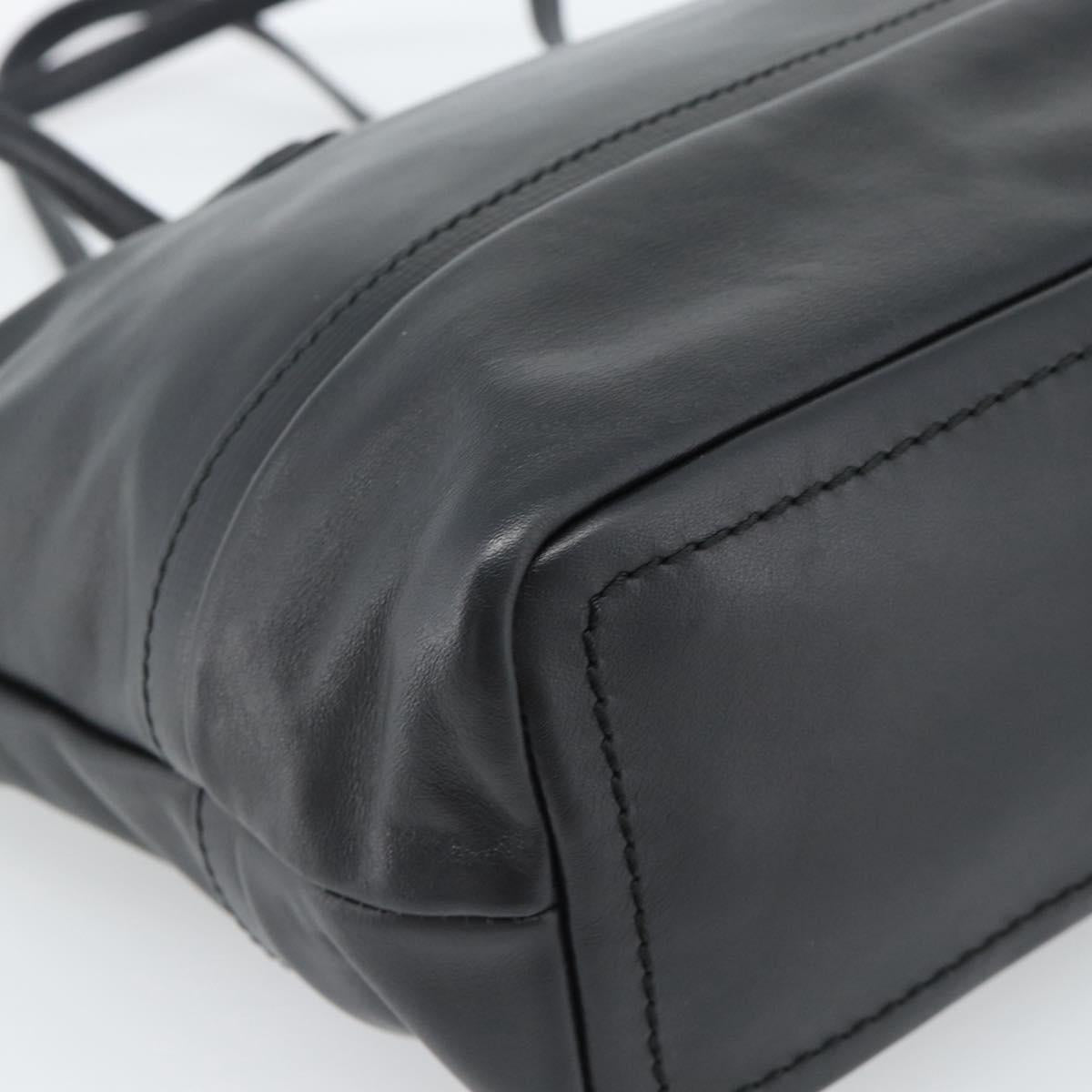 BALLY Hand Bag Leather Black Gold Auth 184506