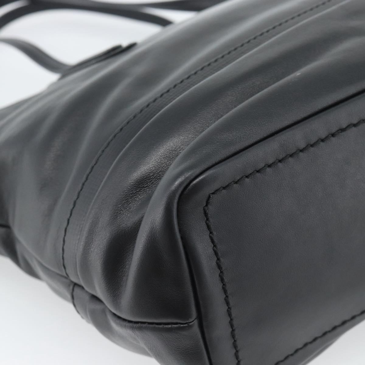 BALLY Hand Bag Leather Black Gold Auth 184506