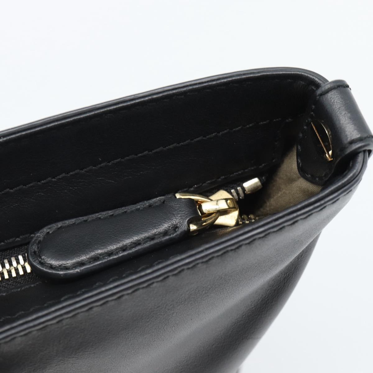 BALLY Hand Bag Leather Black Gold Auth 184506