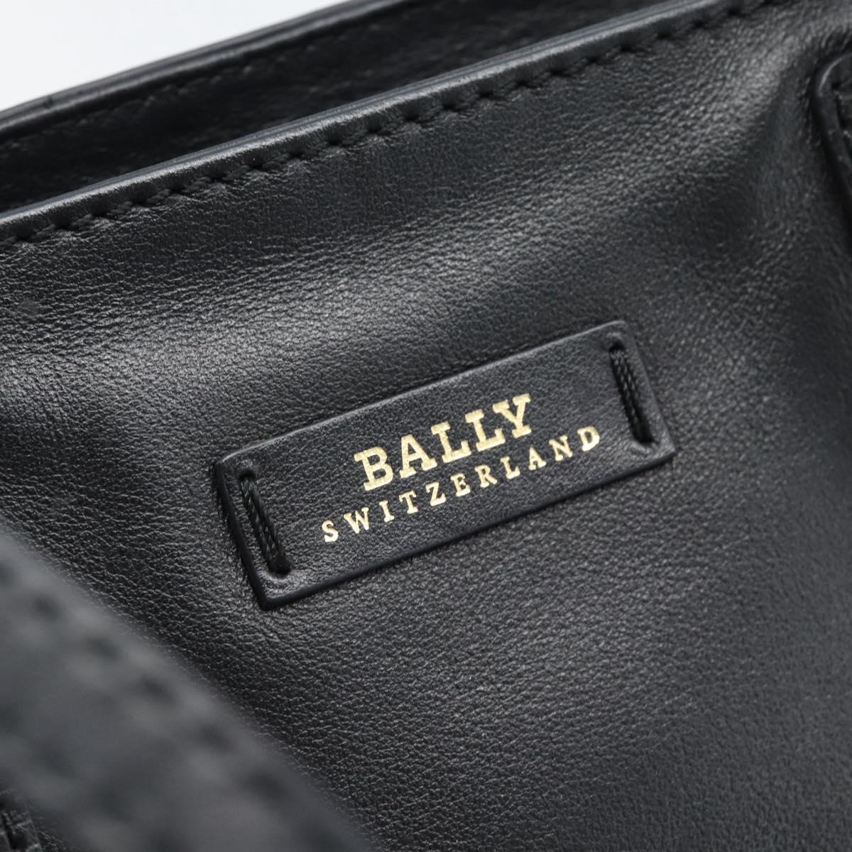 BALLY Hand Bag Leather Black Gold Auth 184506