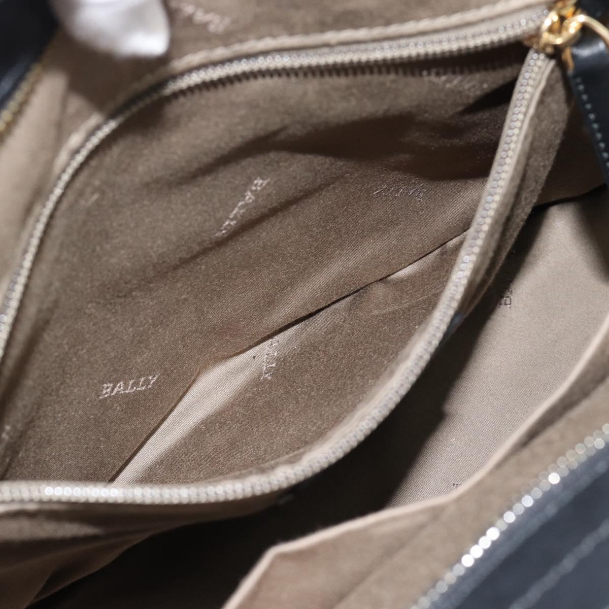 BALLY Hand Bag Leather Black Gold Auth 184506
