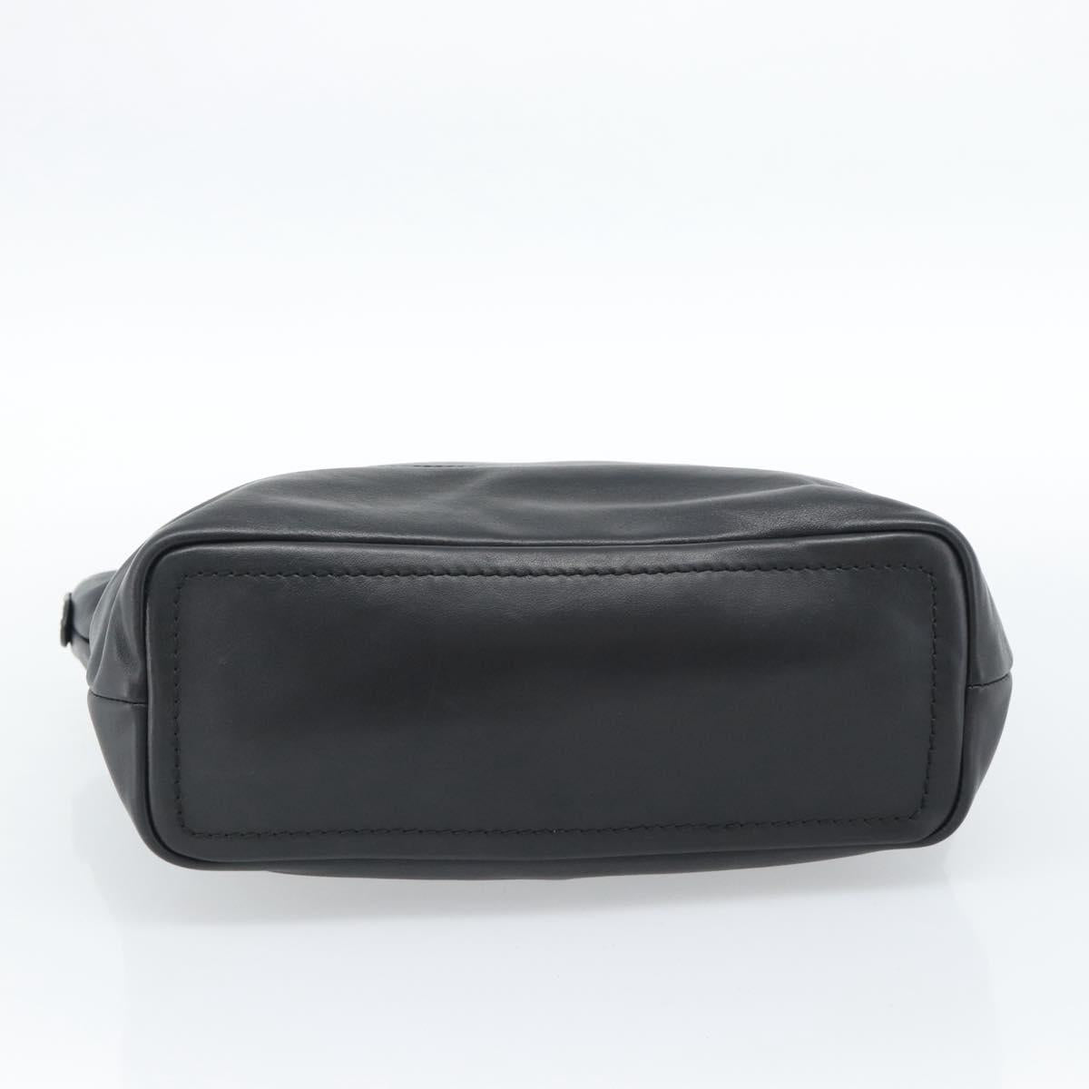 BALLY Hand Bag Leather Black Gold Auth 184506
