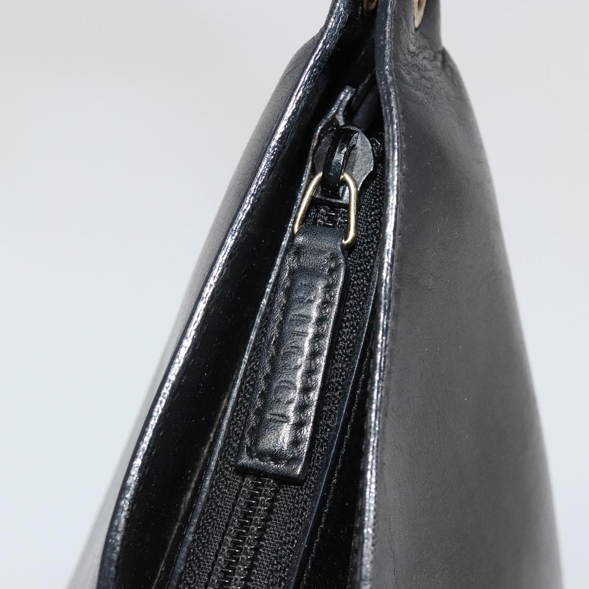 GUCCI Bamboo Shoulder Bag Leather Black Gold 001 3007 3754 Auth 184507