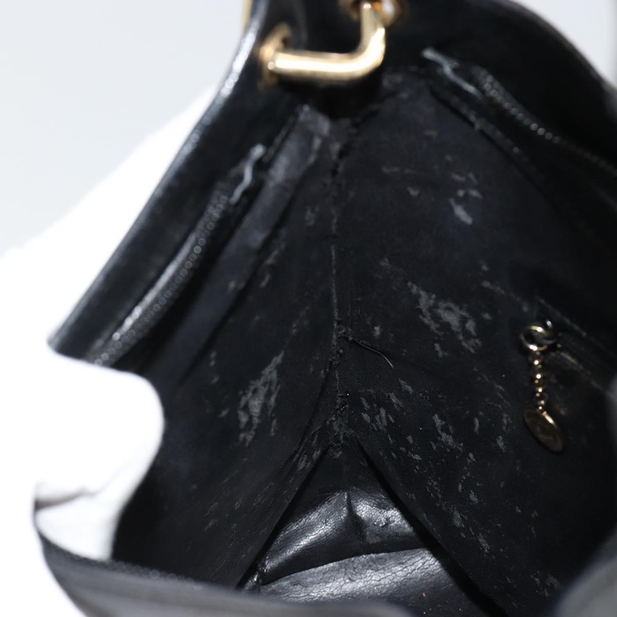 GUCCI Bamboo Shoulder Bag Leather Black Gold 001 3007 3754 Auth 184507