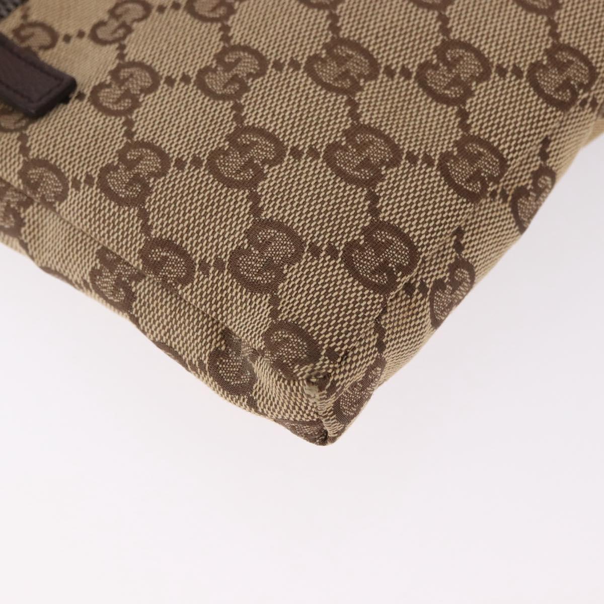GUCCI GG Canvas Waist bag Beige Silver 28566 Auth 184509