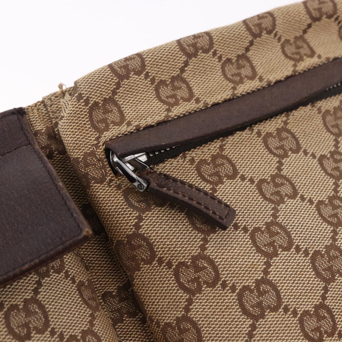 GUCCI GG Canvas Waist bag Beige Silver 28566 Auth 184509