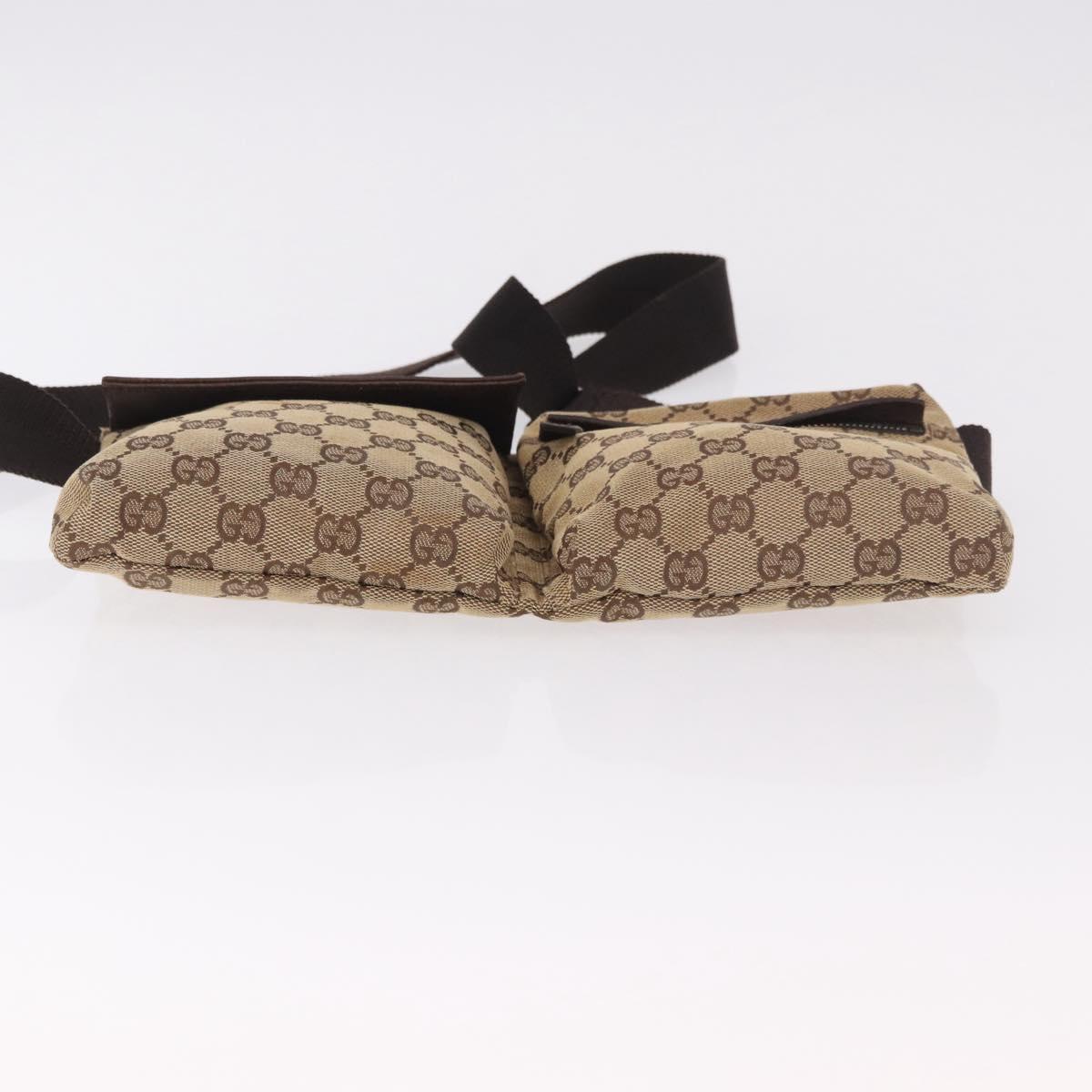 GUCCI GG Canvas Waist bag Beige Silver 28566 Auth 184509