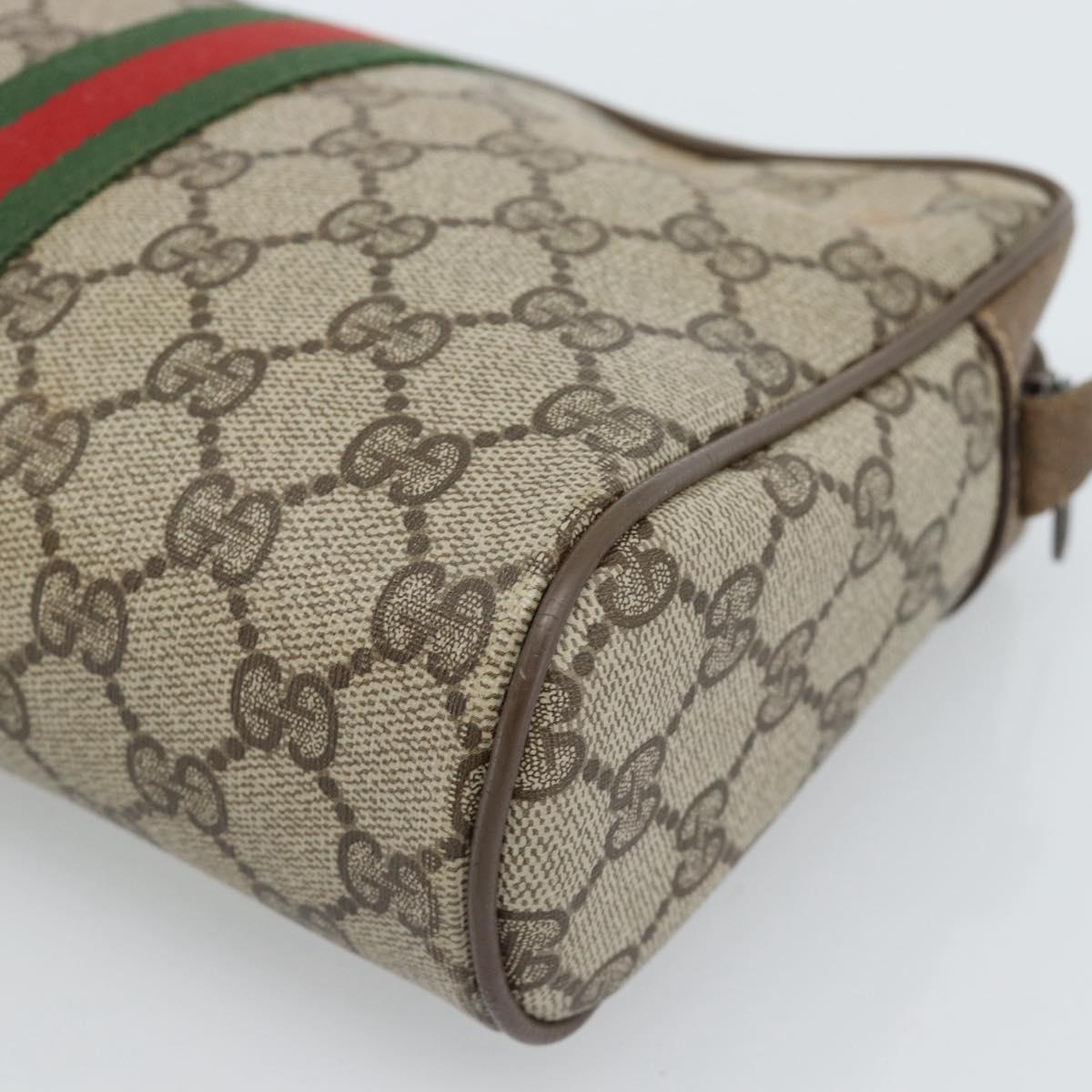 GUCCI GG Supreme Web Sherry Line Clutch Bag PVC Beige Red 89 01 012 Auth 184511