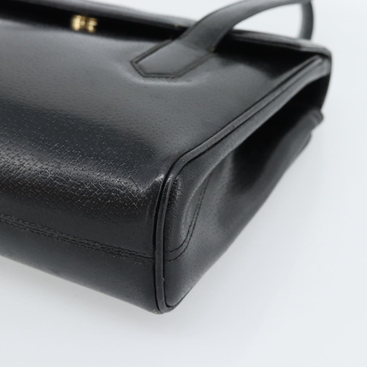 GUCCI Hand Bag Leather Black Gold 000 109 0098 Auth 184513