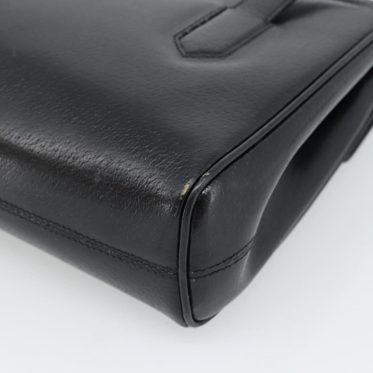 GUCCI Hand Bag Leather Black Gold 000 109 0098 Auth 184513