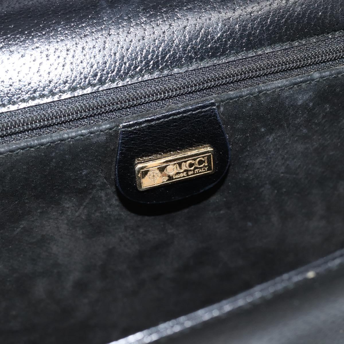 GUCCI Hand Bag Leather Black Gold 000 109 0098 Auth 184513