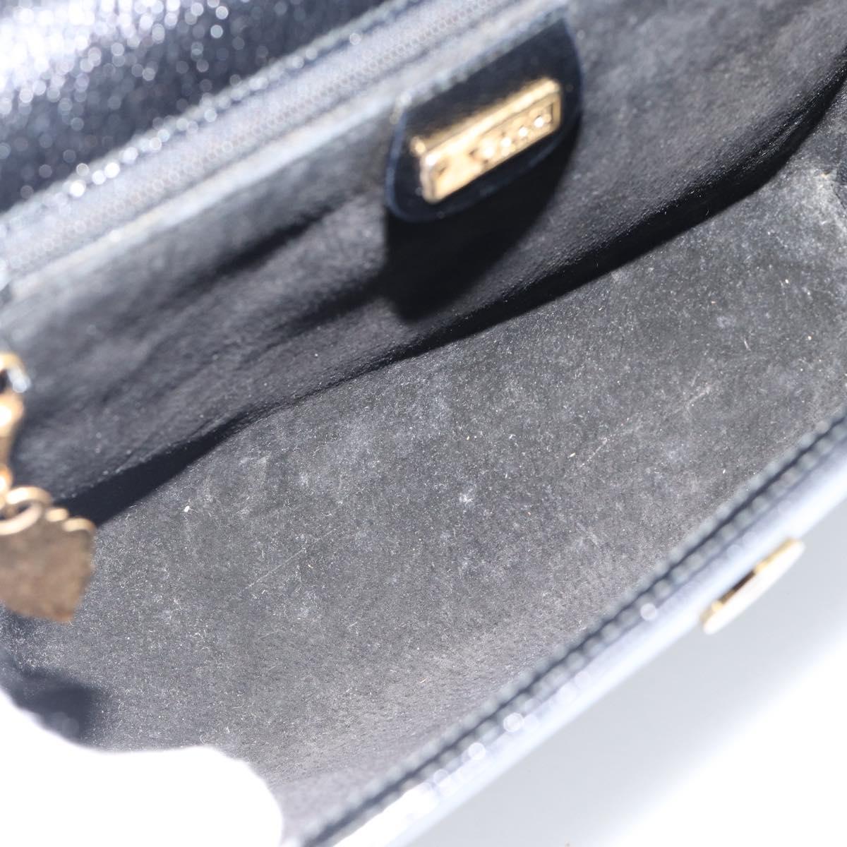 GUCCI Hand Bag Leather Black Gold 000 109 0098 Auth 184513