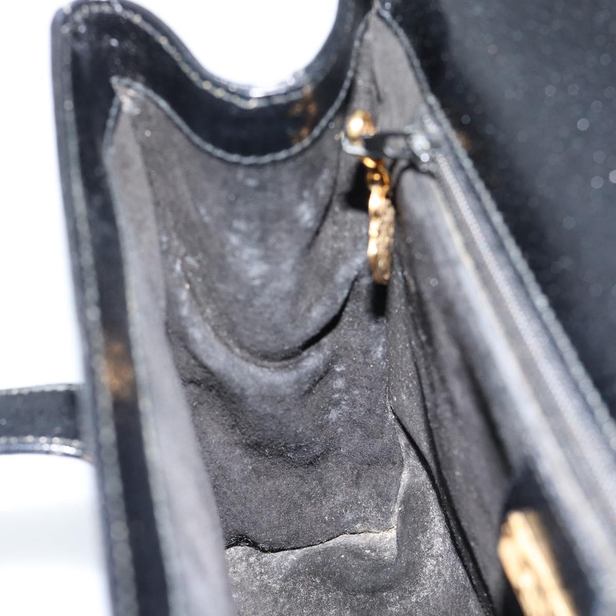 GUCCI Hand Bag Leather Black Gold 000 109 0098 Auth 184513