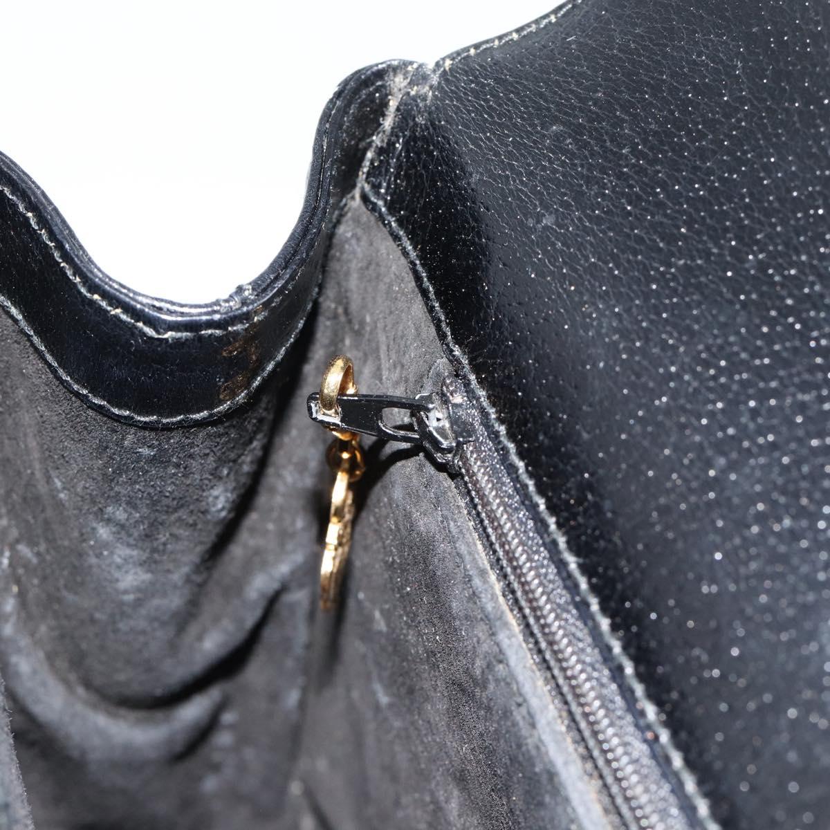 GUCCI Hand Bag Leather Black Gold 000 109 0098 Auth 184513