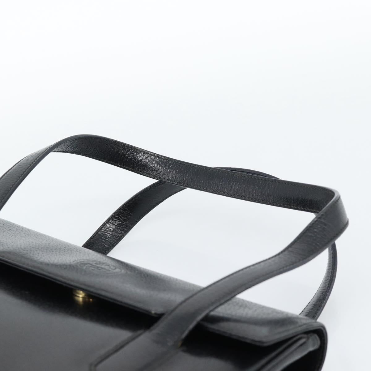 GUCCI Hand Bag Leather Black Gold 000 109 0098 Auth 184513