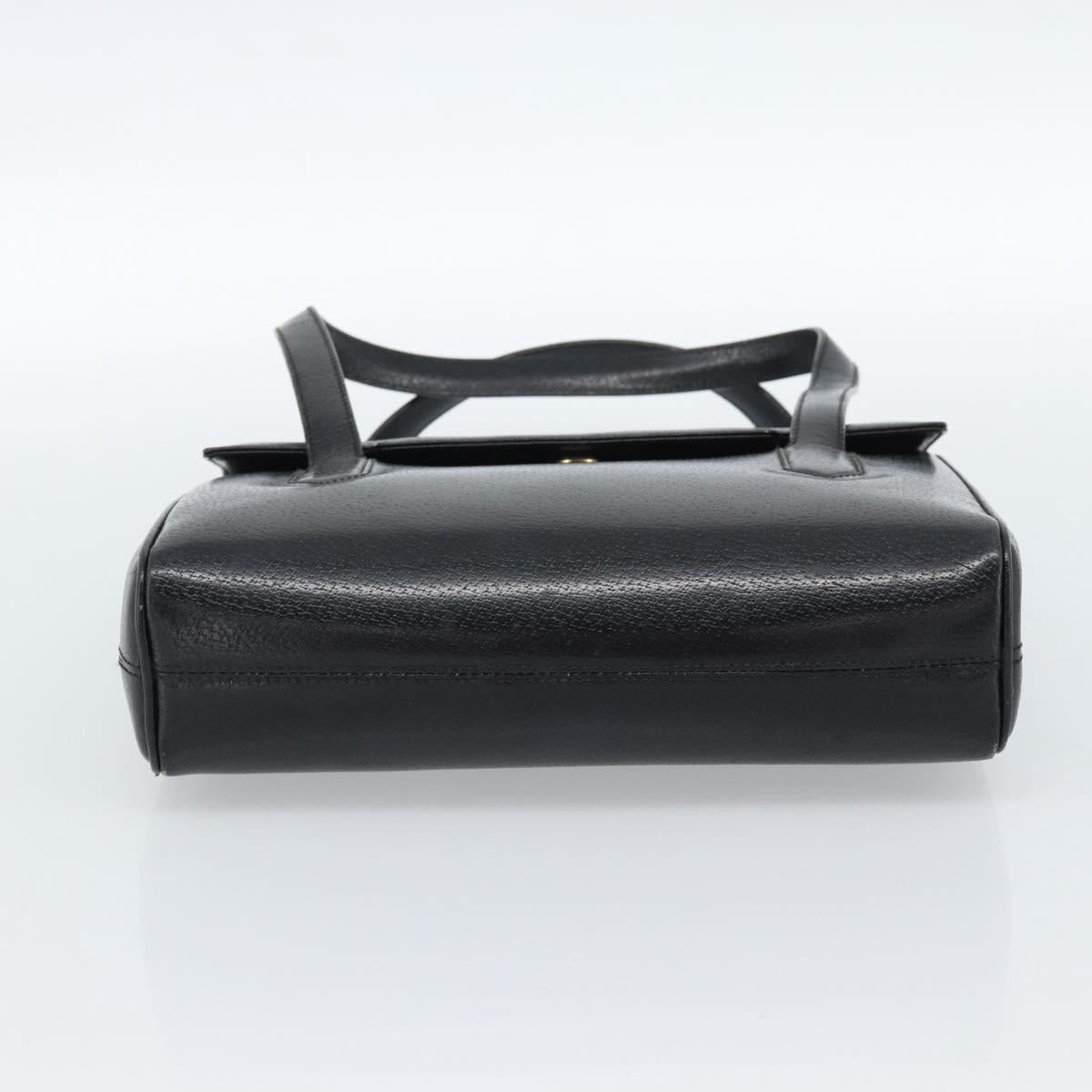 GUCCI Hand Bag Leather Black Gold 000 109 0098 Auth 184513