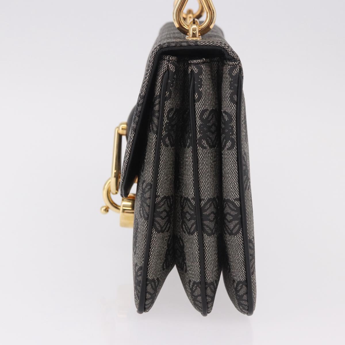 LOEWE Anagram Hand Bag PVC Gray Gold Auth 184514V