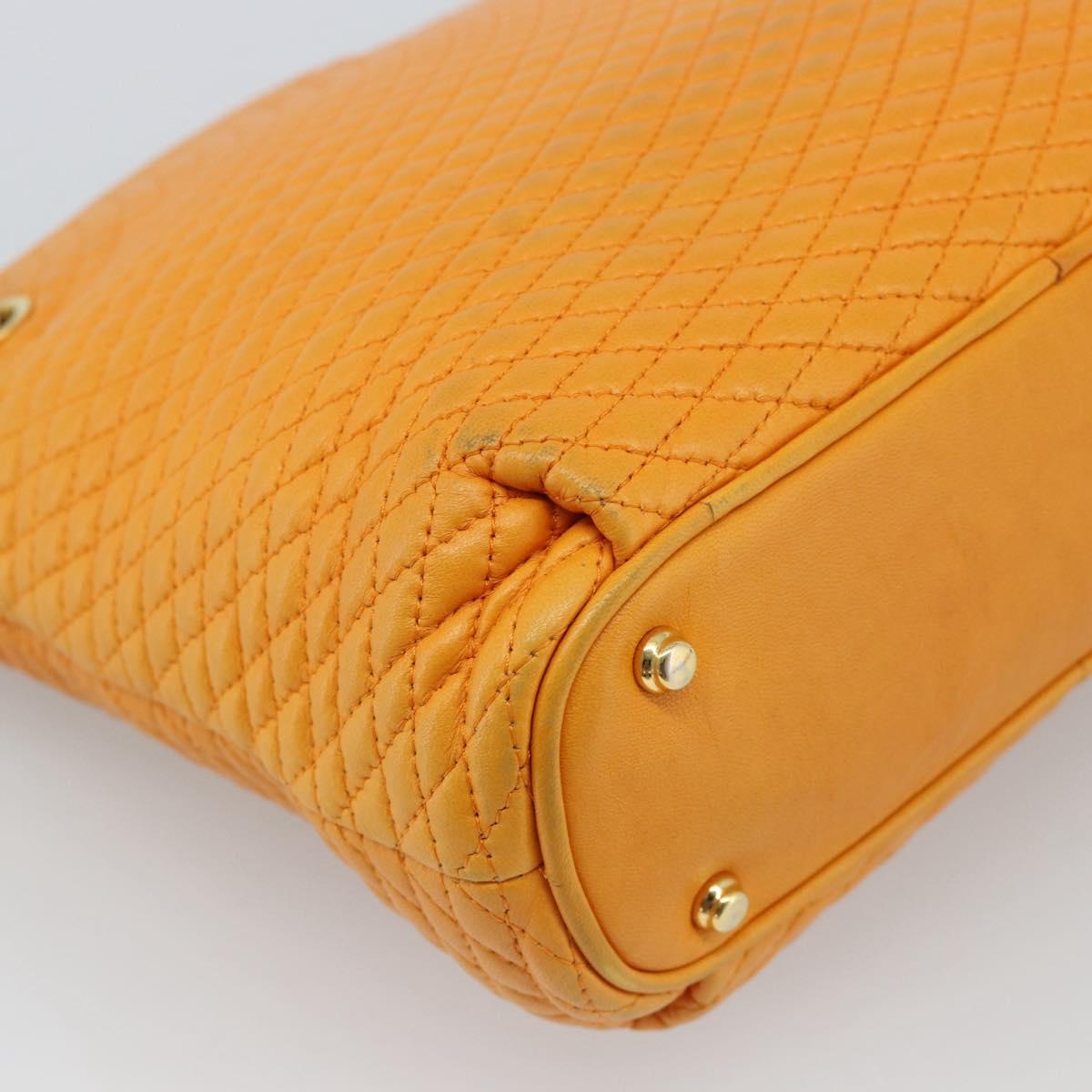 BALLY Chain Shoulder Bag Leather Orange Gold Auth 184515